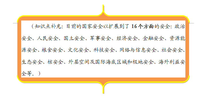 军事安全,文化安全,科技安全等11个领域的国家安全任务进行了明确,自